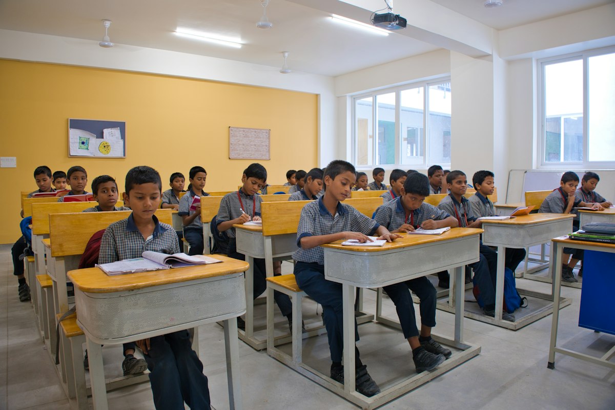 Students in a classroom at their desks