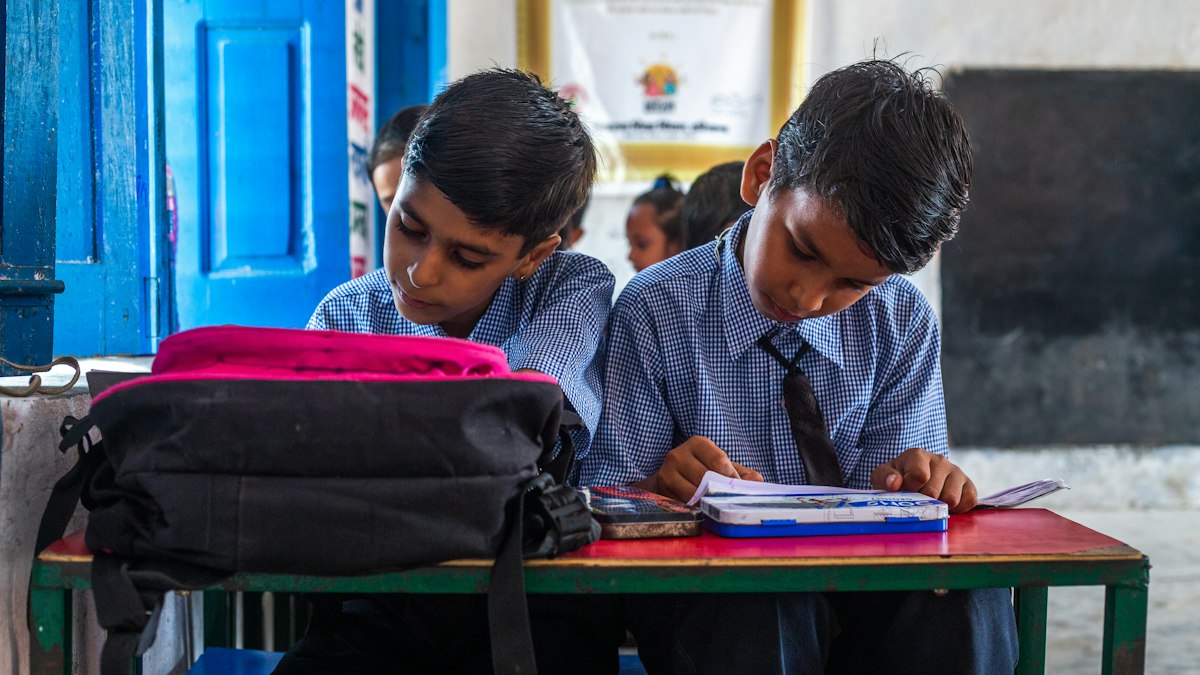 Students studying at their desks